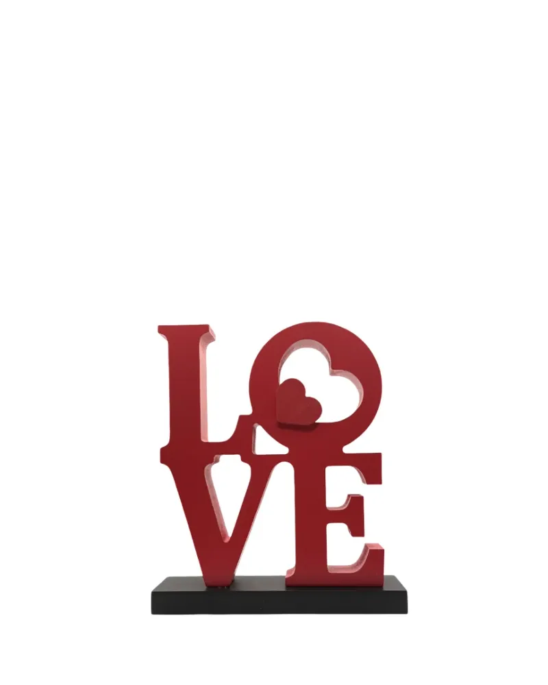 Figura decorativa de madera Red Love Pot & Decor