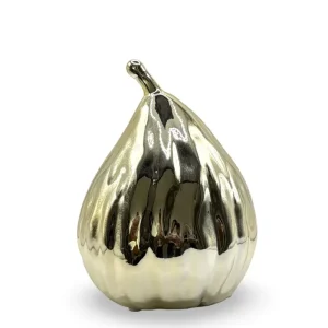 Figura decorativa Pera dorada cerámica Pot & Decor