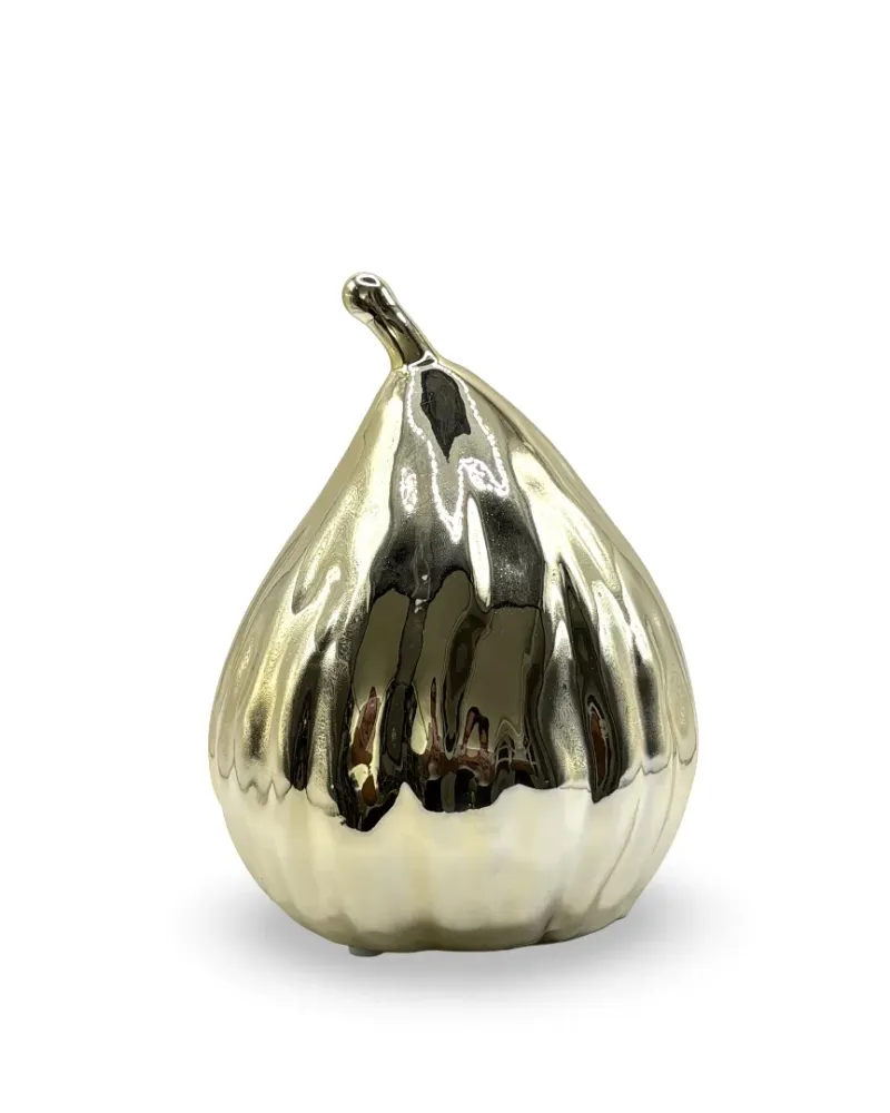 Figura decorativa Pera dorada cerámica Pot & Decor