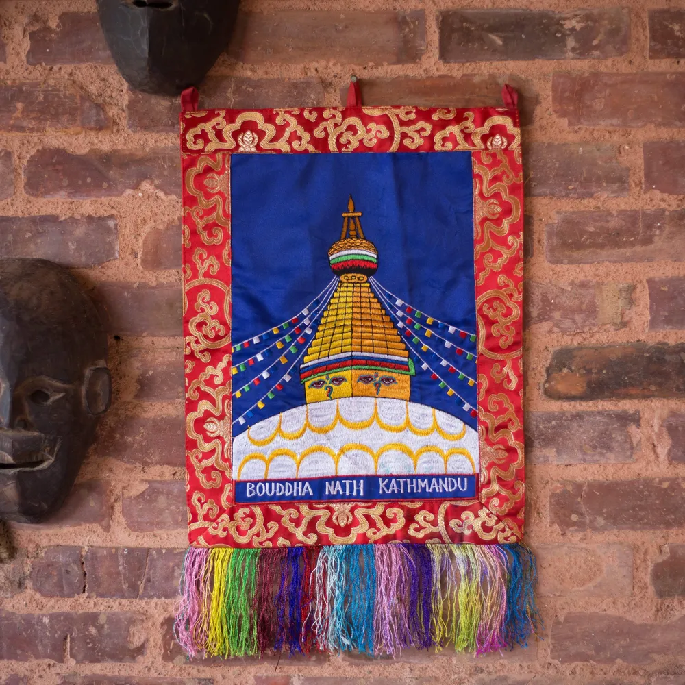 Colgante de pared bordado Boudhanath Prajwol /NepaCrafts