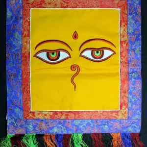 Colgante de pared con bordado de ojos de Buda grandes Prajwol /NepaCrafts