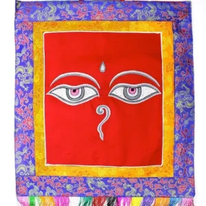 Colgante de pared grande con ojos de Buda bordados Prajwol /NepaCrafts