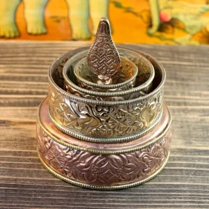 Conjunto de mandala de cobre pequeño Prajwol /NepaCrafts