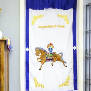 Cortina de puerta blanca de caballo de viento Prajwol /NepaCrafts