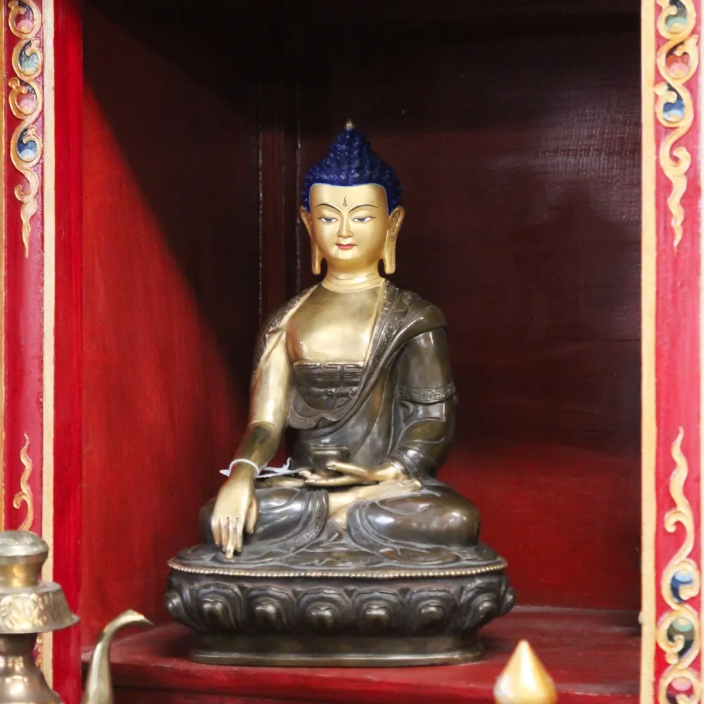 Estatua de bronce Shakyamuni de 13 pulgadas Prajwol /NepaCrafts