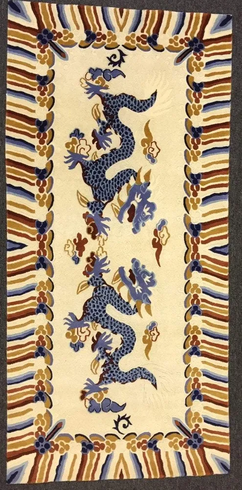 Impresionante alfombra de dragón tibetano Prajwol /NepaCrafts