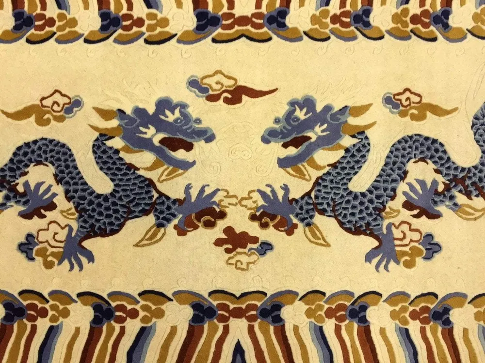 Impresionante alfombra de dragón tibetano Prajwol /NepaCrafts