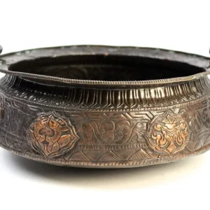 Olla de cobre con símbolos auspiciosos de 10 pulgadas Prajwol /NepaCrafts