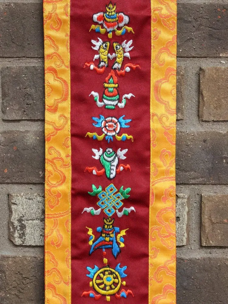 Pancarta Bordada Símbolos de la Suerte Prajwol /NepaCrafts