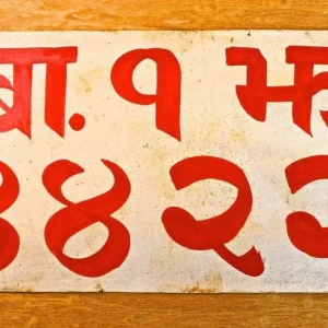 Placa de matrícula nepalí blanca de 8,75" x 4,5" Prajwol /NepaCrafts
