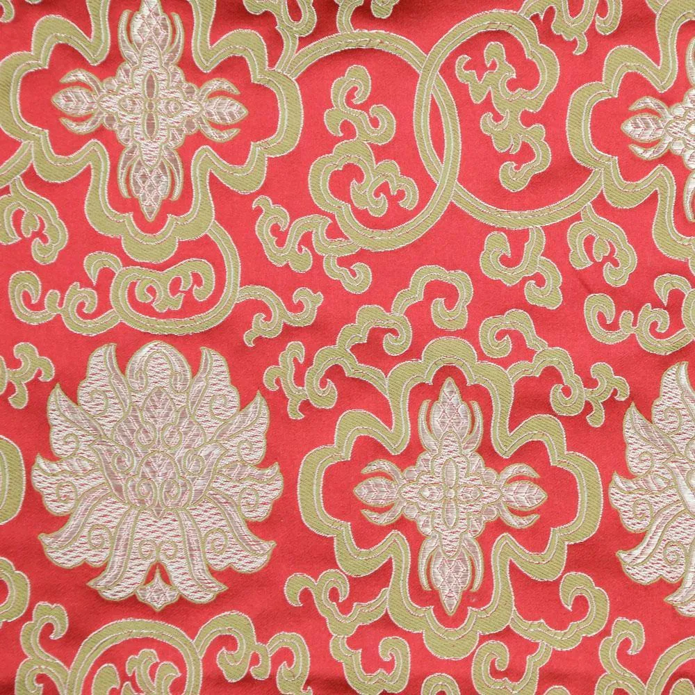Tela de brocado de loto rojo cortada medida Prajwol /NepaCrafts