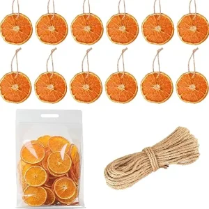 30 rodajas de naranja seca, con 30 cuerdas de cáñamo, suministros para hacer coronas de Navidad, decoración floral, manual...