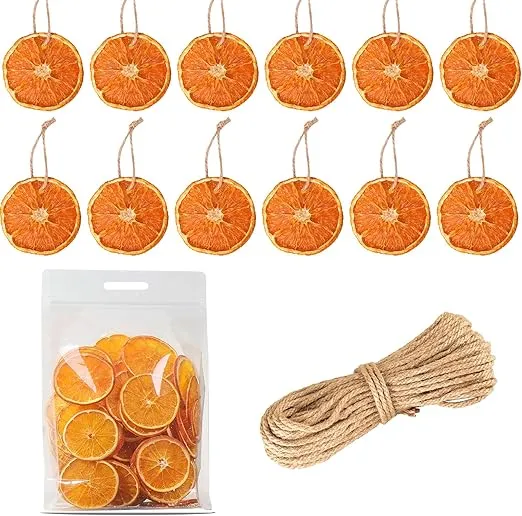 30 rodajas de naranja seca, con 30 cuerdas de cáñamo, suministros para hacer coronas de Navidad, decoración floral, manual...