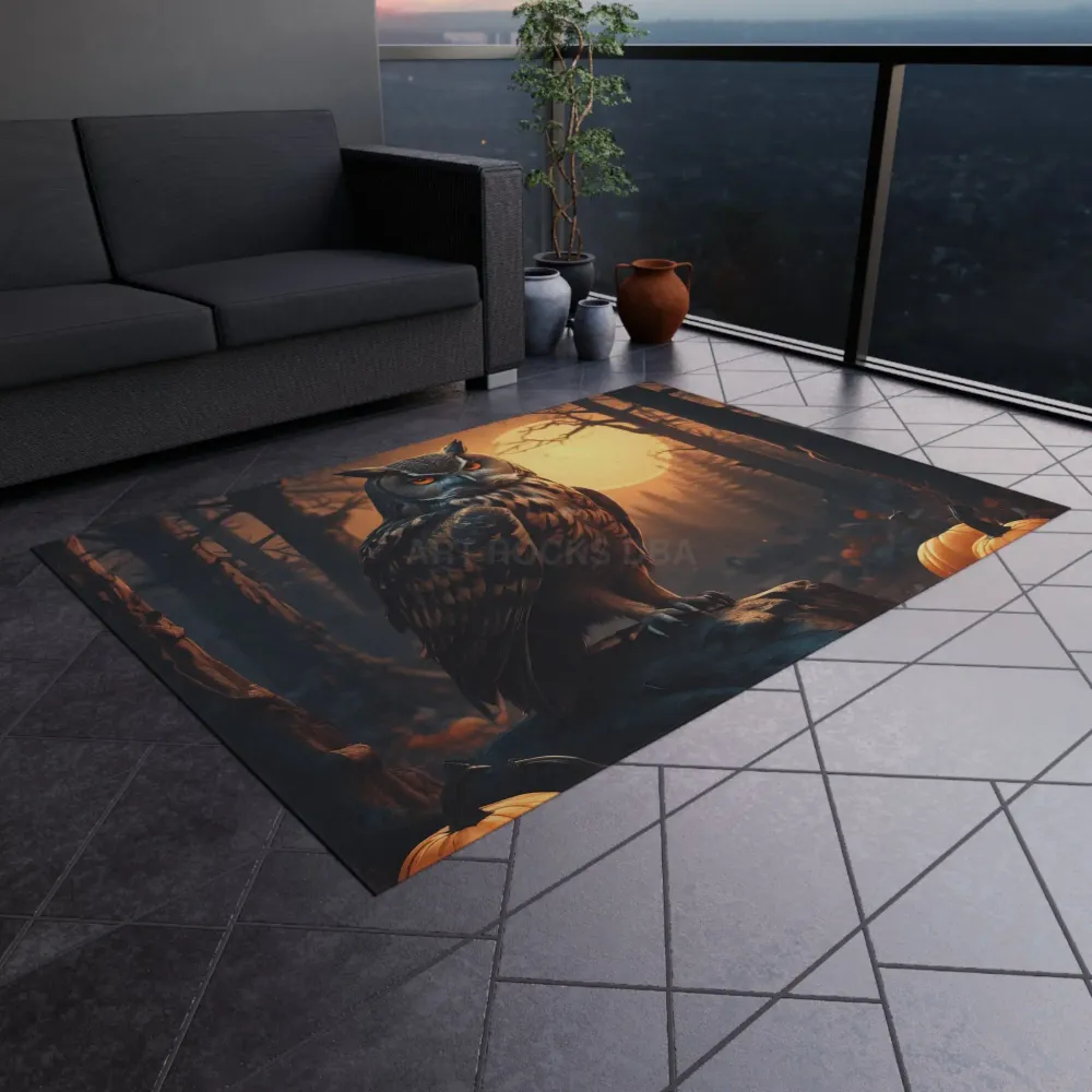 Alfombra de exterior Majestuoso Búho, Decoración Boho para el Hogar, Decoración Otoñal, Alfombra de Entrada para Patio, Al...