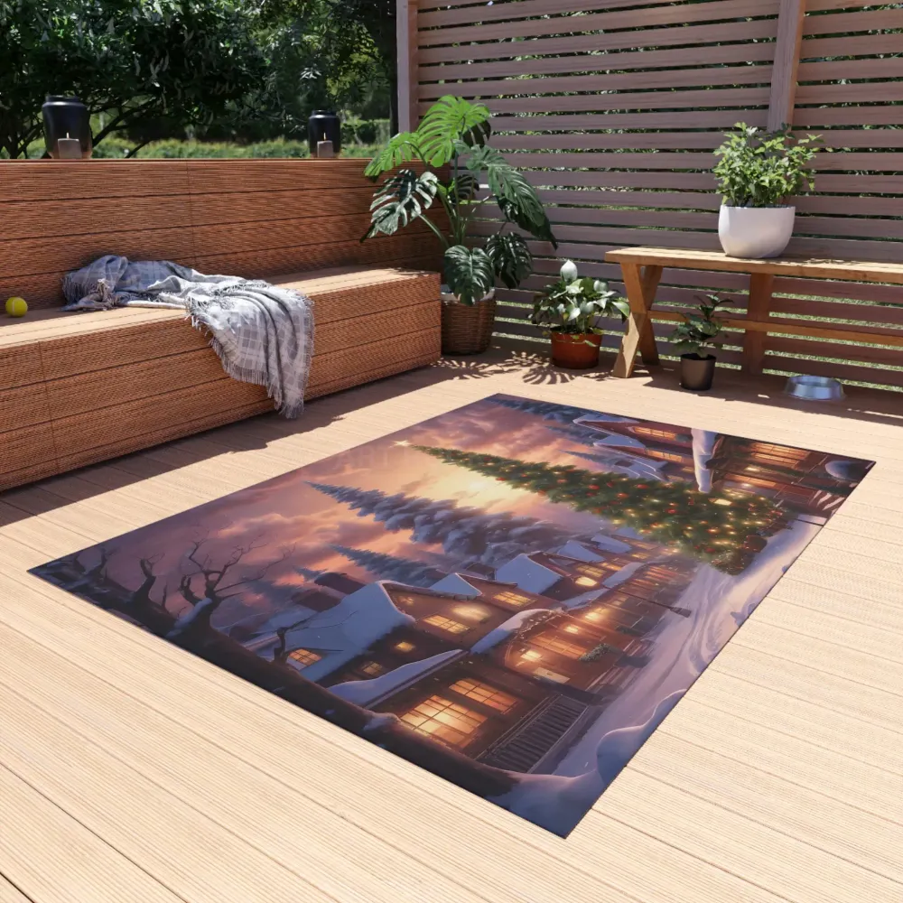 Alfombra navideñ para exteriores, decoración de temporada, tapete navideño para patio, alfombra de invierno mágico, ideal...