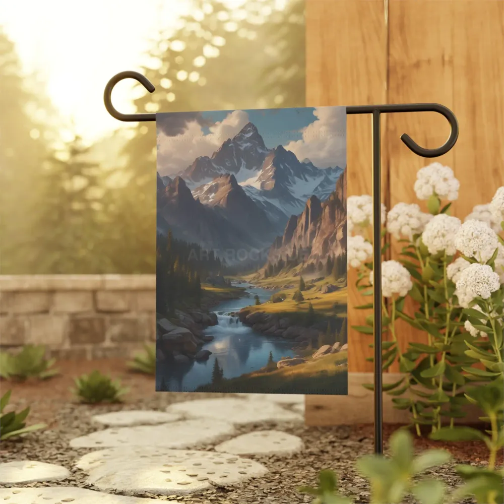 Bandera de jardín con escena primaveral de montañ, decoración para exteriores, regalo para amantes de la naturaleza, decor...