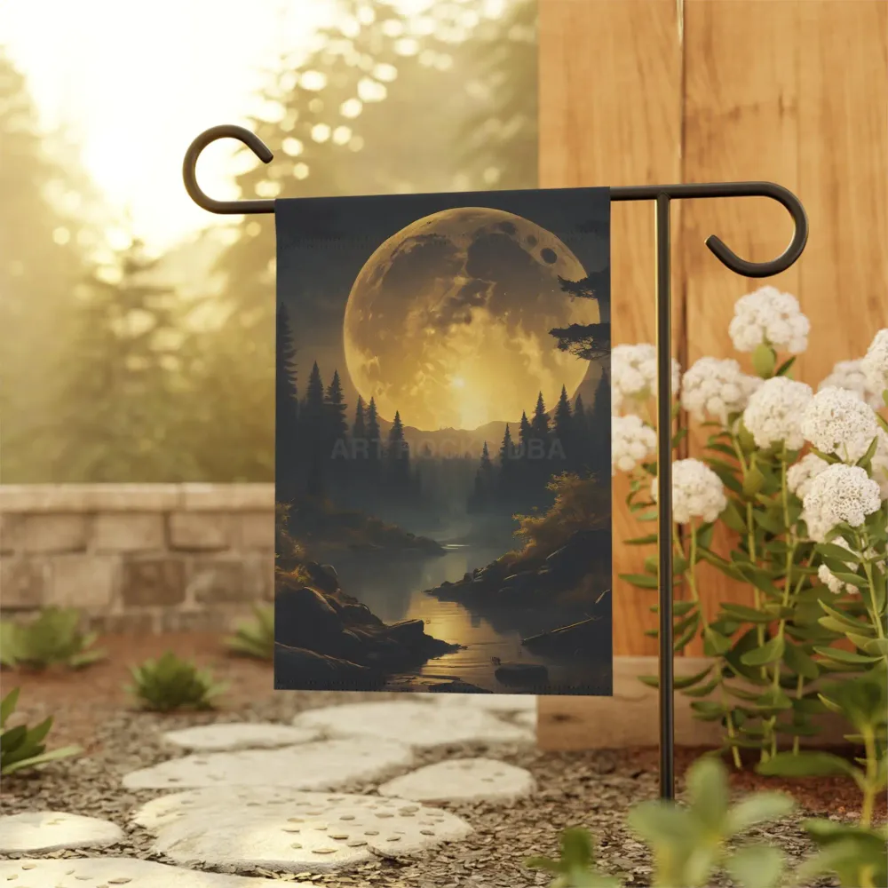 Bandera de jardín la luz de la luna | Decoración exterior, adorno de temporada para el hogar, bandera de la naturaleza, ar...