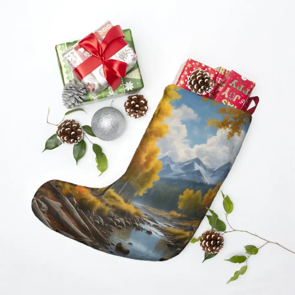 Calcetín navideño escénico de Aspen Creek Printify