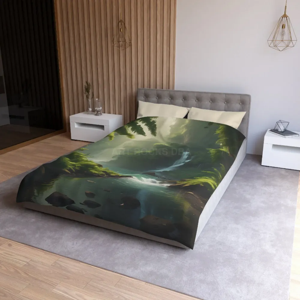 Funda nórdica de microfibra Serene Fern Nature | Decoración boho para dormitorio, ropa de cama ecológica, textil relajante...