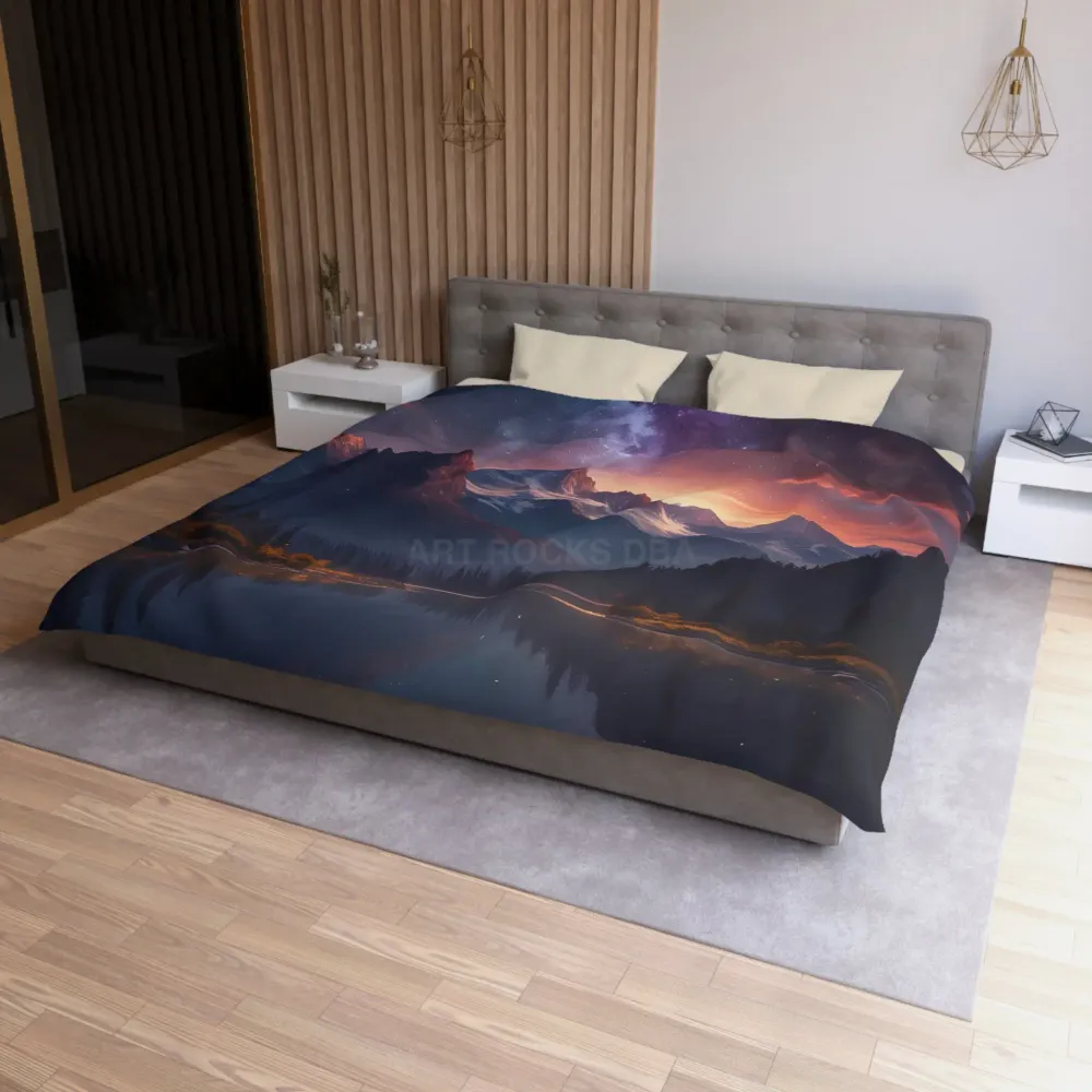 Funda nórdica de microfibra Serene Starry Mountain, ropa de cama acogedora, decoración de dormitorio, regalo inspirado en...