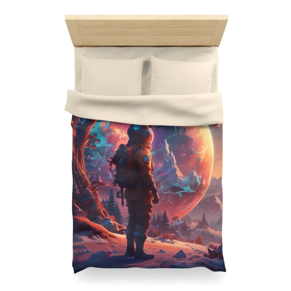 Funda nórdica de microfibra Sueños Cósmicos - Arte espacial, decoración de dormitorio, temática de astronautas, regalo úni...
