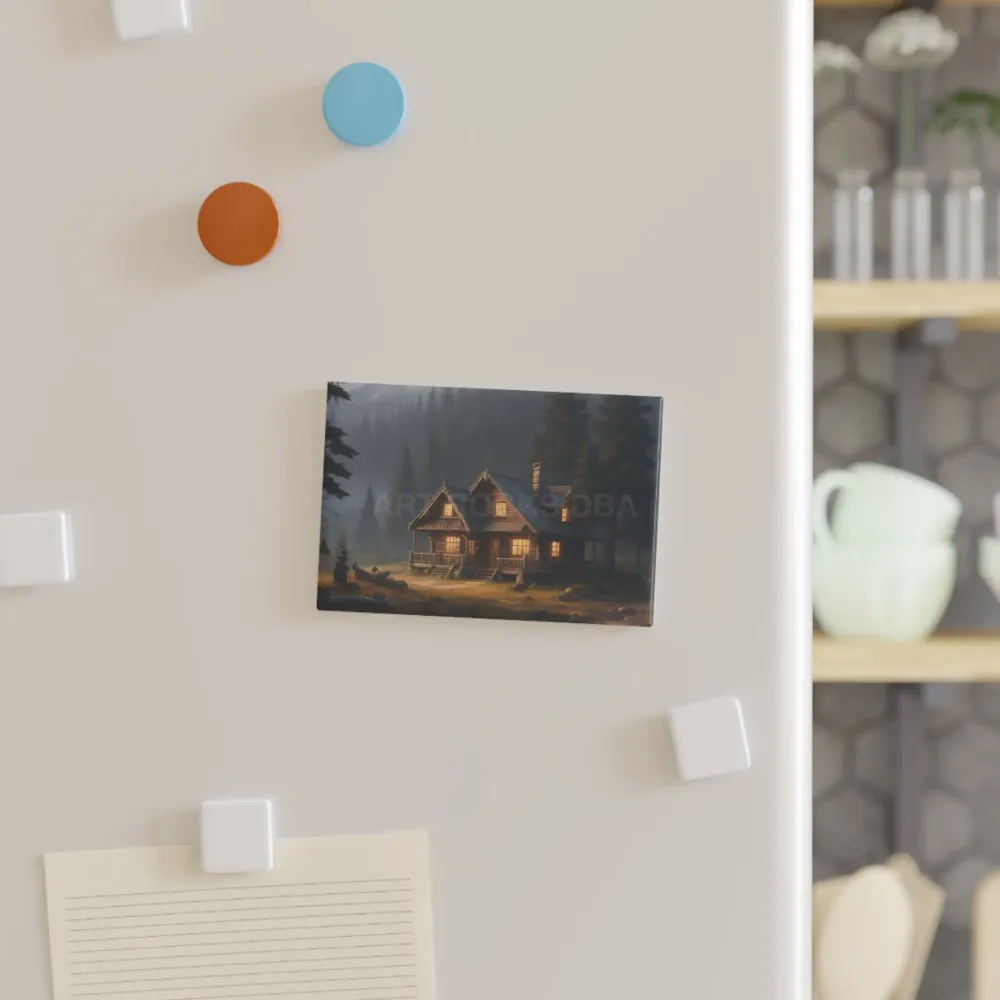Imán de cabañ acogedora, decoración rústica para el hogar, imán para nevera, regalo para amantes de la naturaleza, ambient...