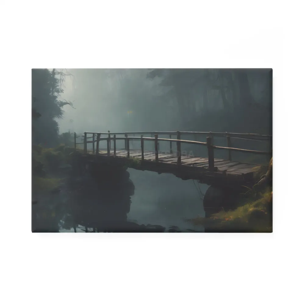 Imán Puente Niebla, Rectángulo Paisaje Nebuloso, Decoración Hogar, Regalo Cocina, Amante de la Naturaleza, Arte de Pared,...