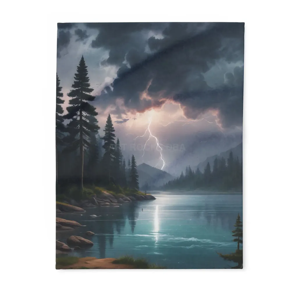 Manta polar con paisaje de tormenta eléctrica sobre un lago, manta acogedora, ideal para regalar, decoración de sala de es...
