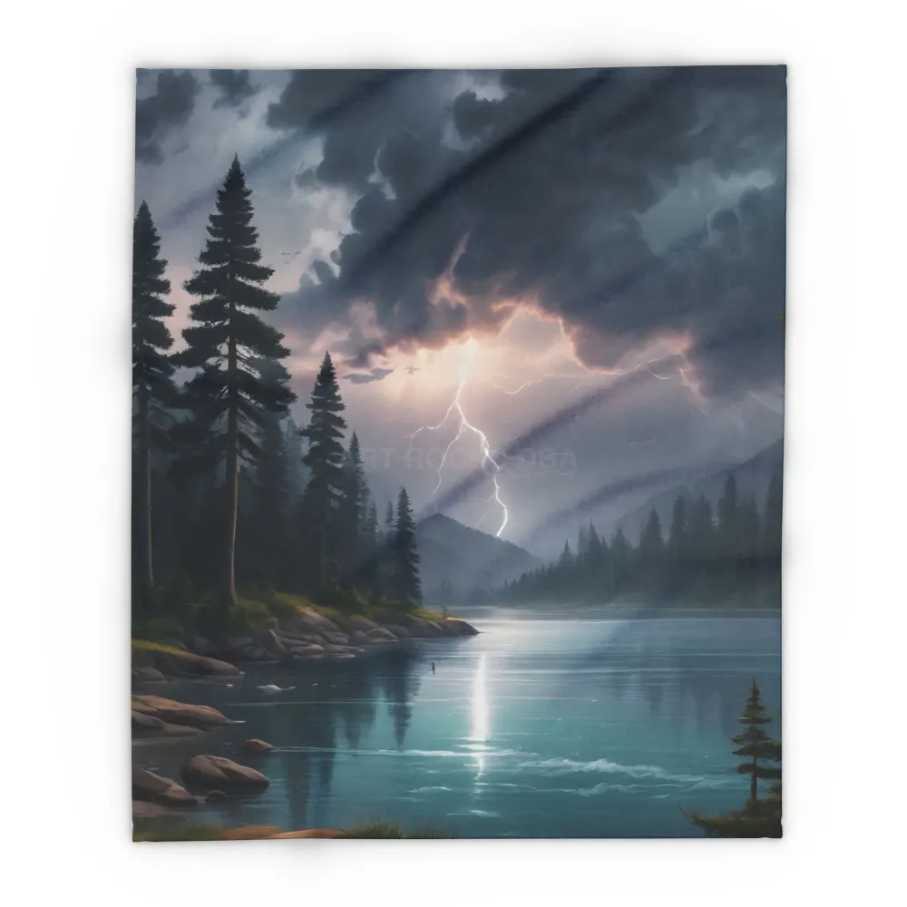 Manta polar con paisaje de tormenta eléctrica sobre un lago, manta acogedora, ideal para regalar, decoración de sala de es...