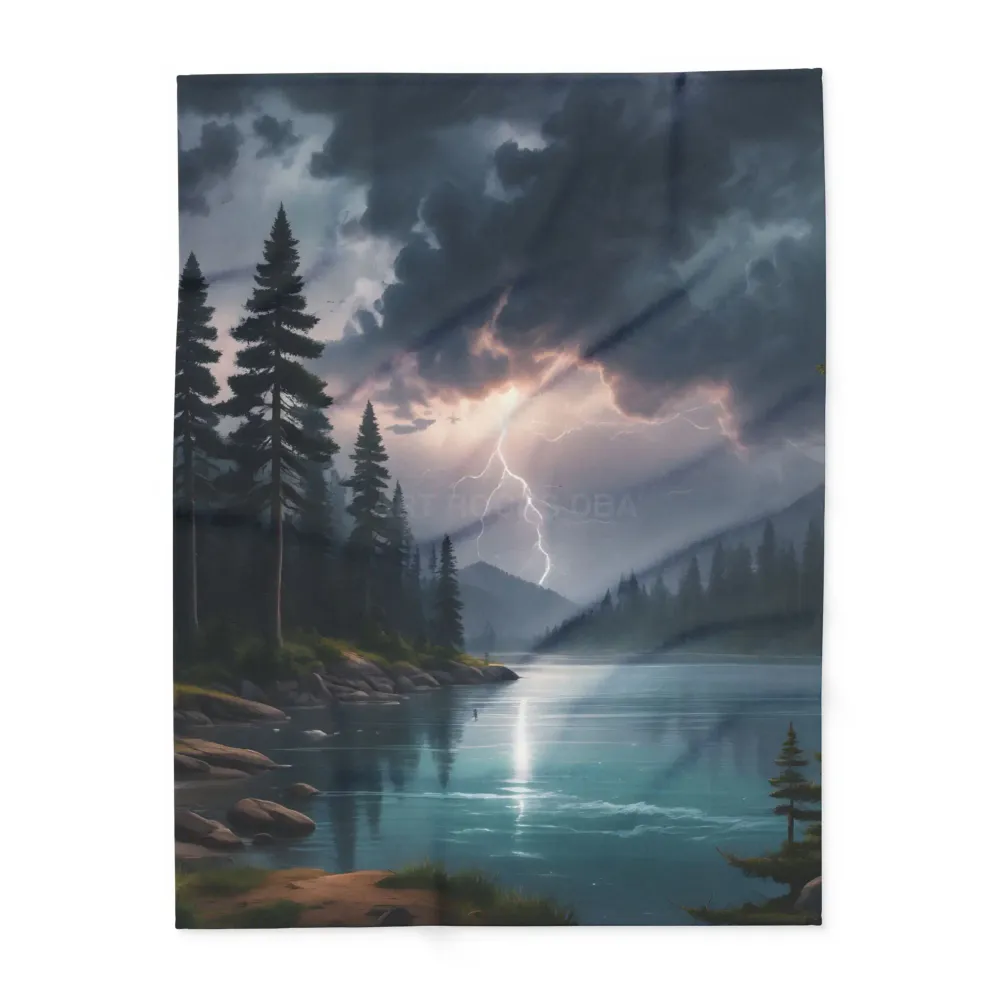Manta polar con paisaje de tormenta eléctrica sobre un lago, manta acogedora, ideal para regalar, decoración de sala de es...