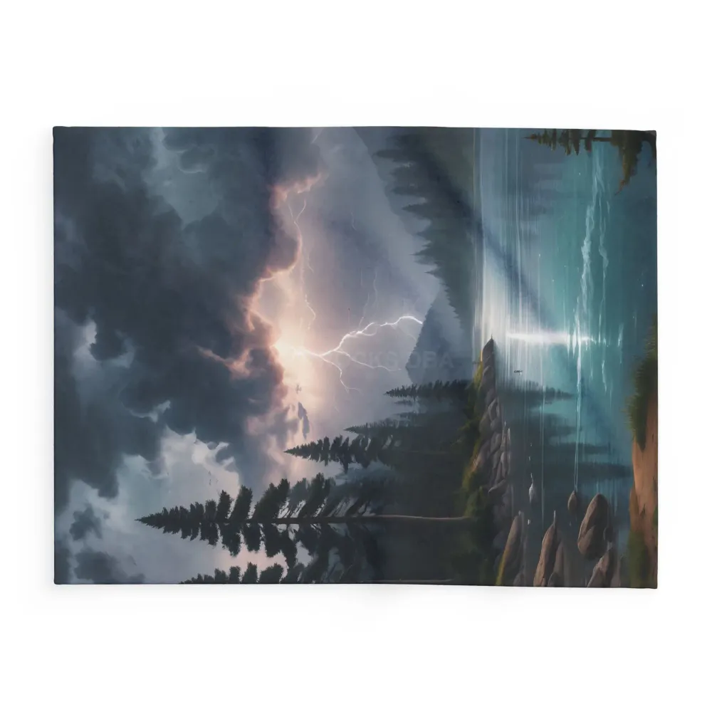 Manta polar con paisaje de tormenta eléctrica sobre un lago, manta acogedora, ideal para regalar, decoración de sala de es...