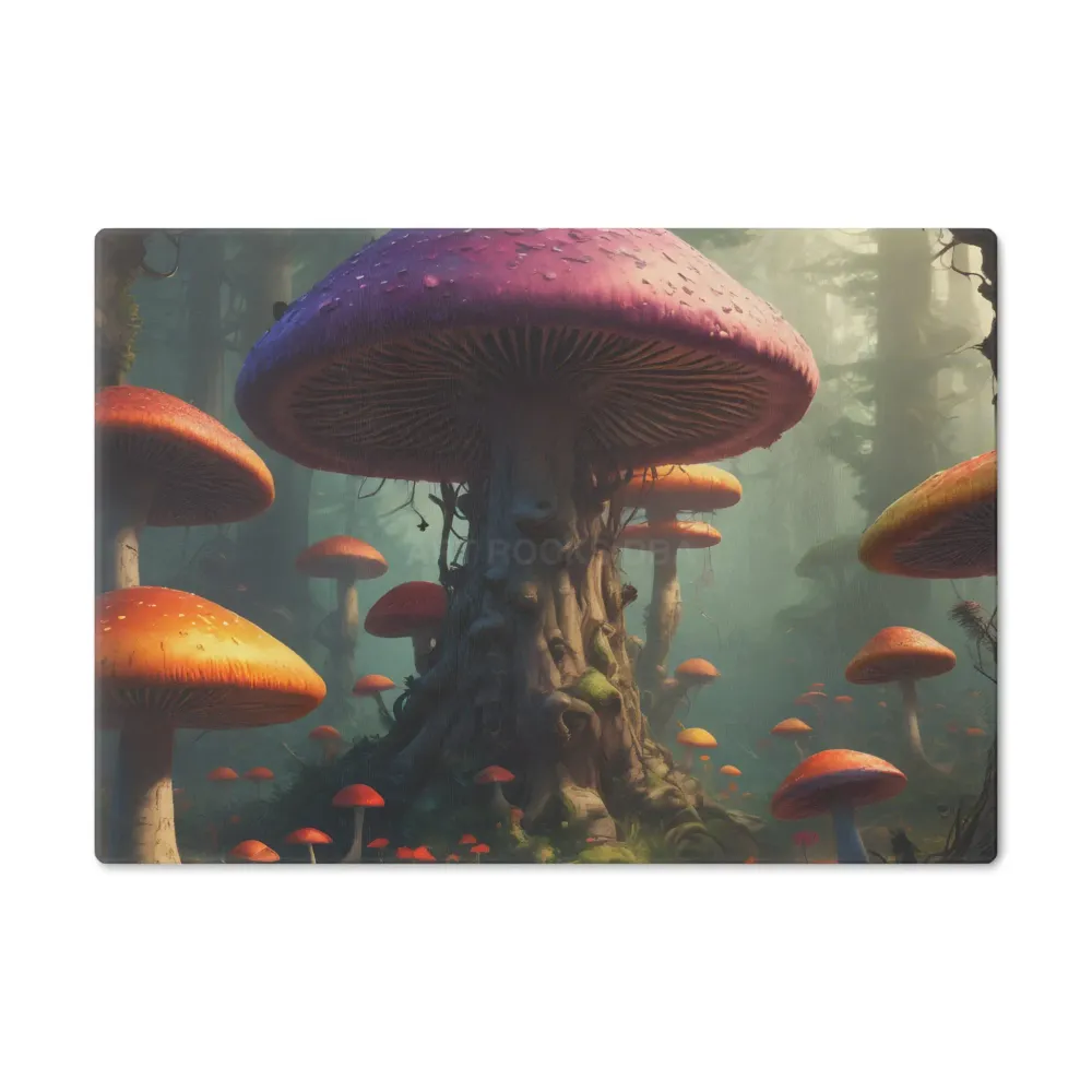 Tabla de cortar con diseño de bosque de hongos místico Printify