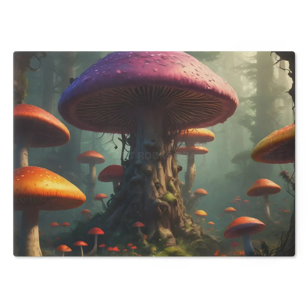 Tabla de cortar con diseño de bosque de hongos místico Printify