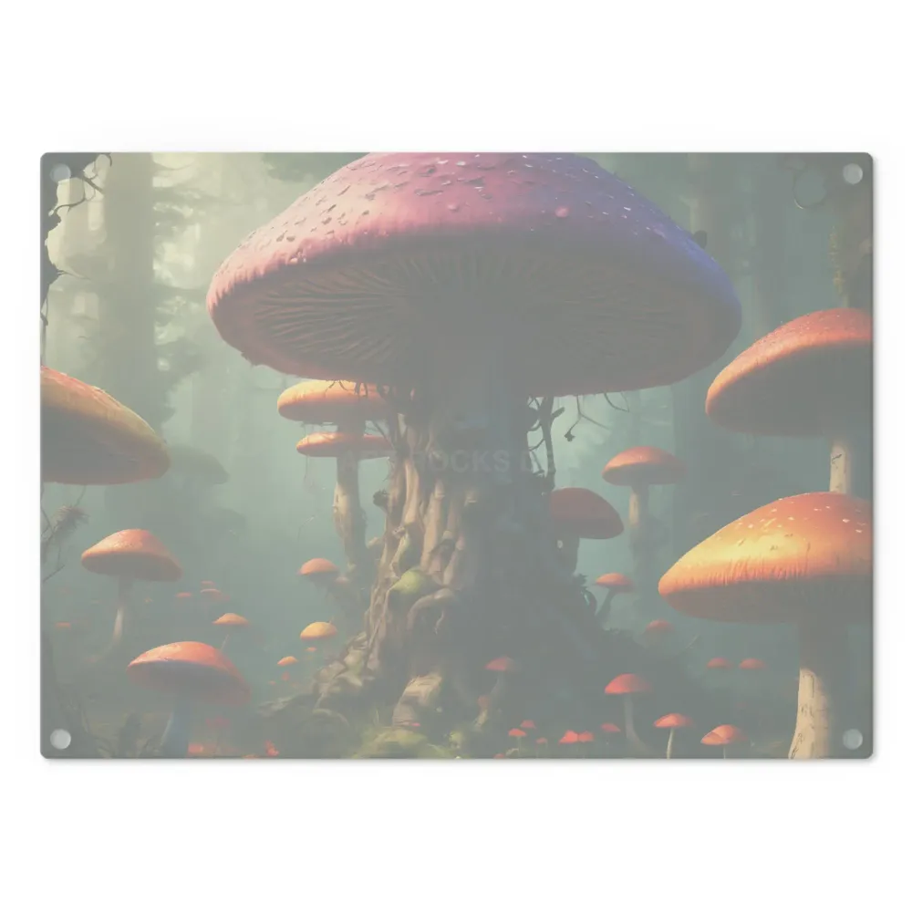 Tabla de cortar con diseño de bosque de hongos místico Printify