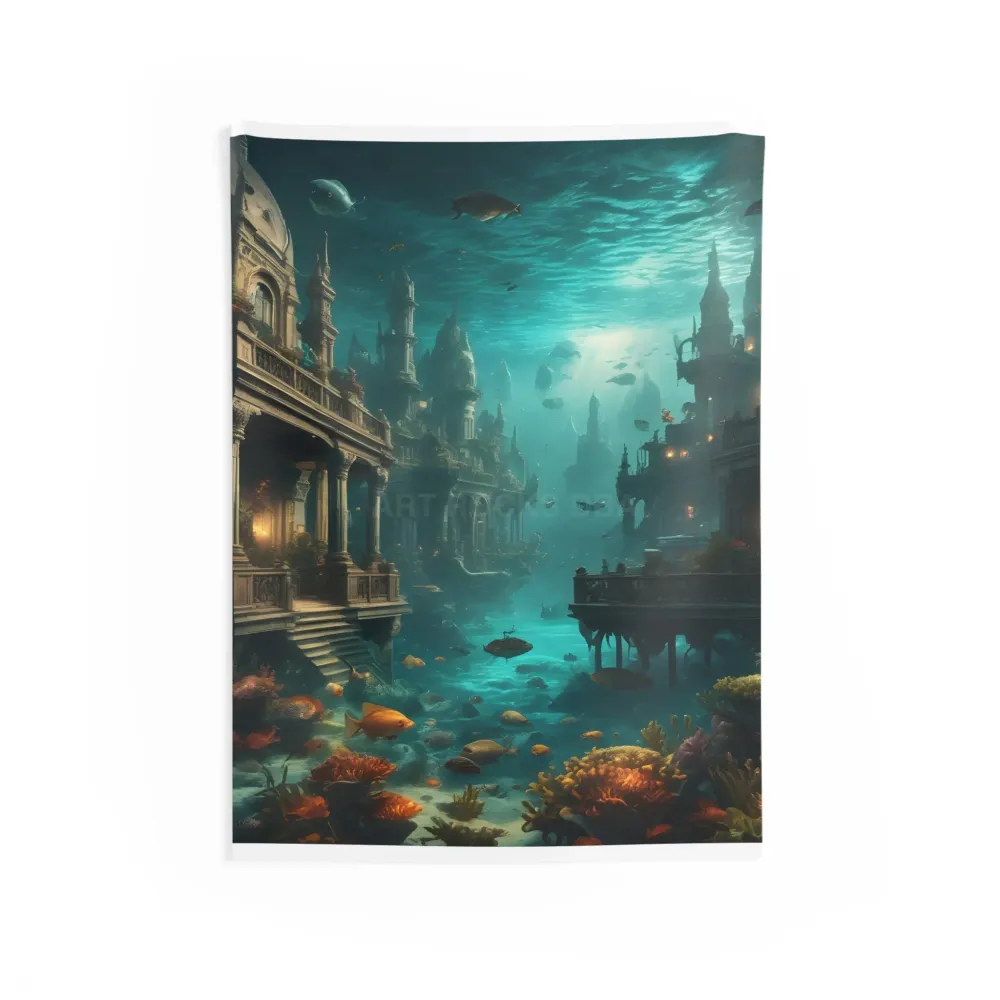 Tapiz de pared de fantasí submarina, decoración bohemia para el hogar, arte con temática oceánica, adorno para sala de est...