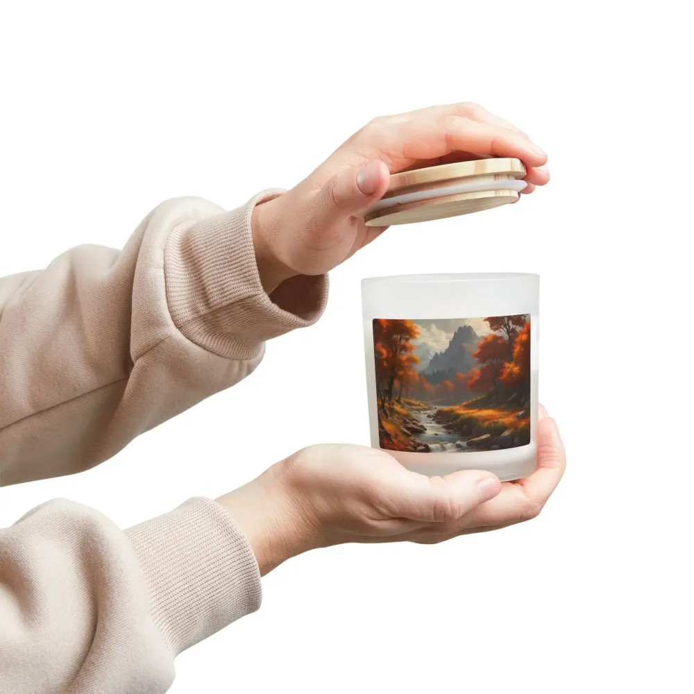 Vela Autumn Mountain Stream — Vidrio esmerilado de 325 ml (tapa de madera) Printify