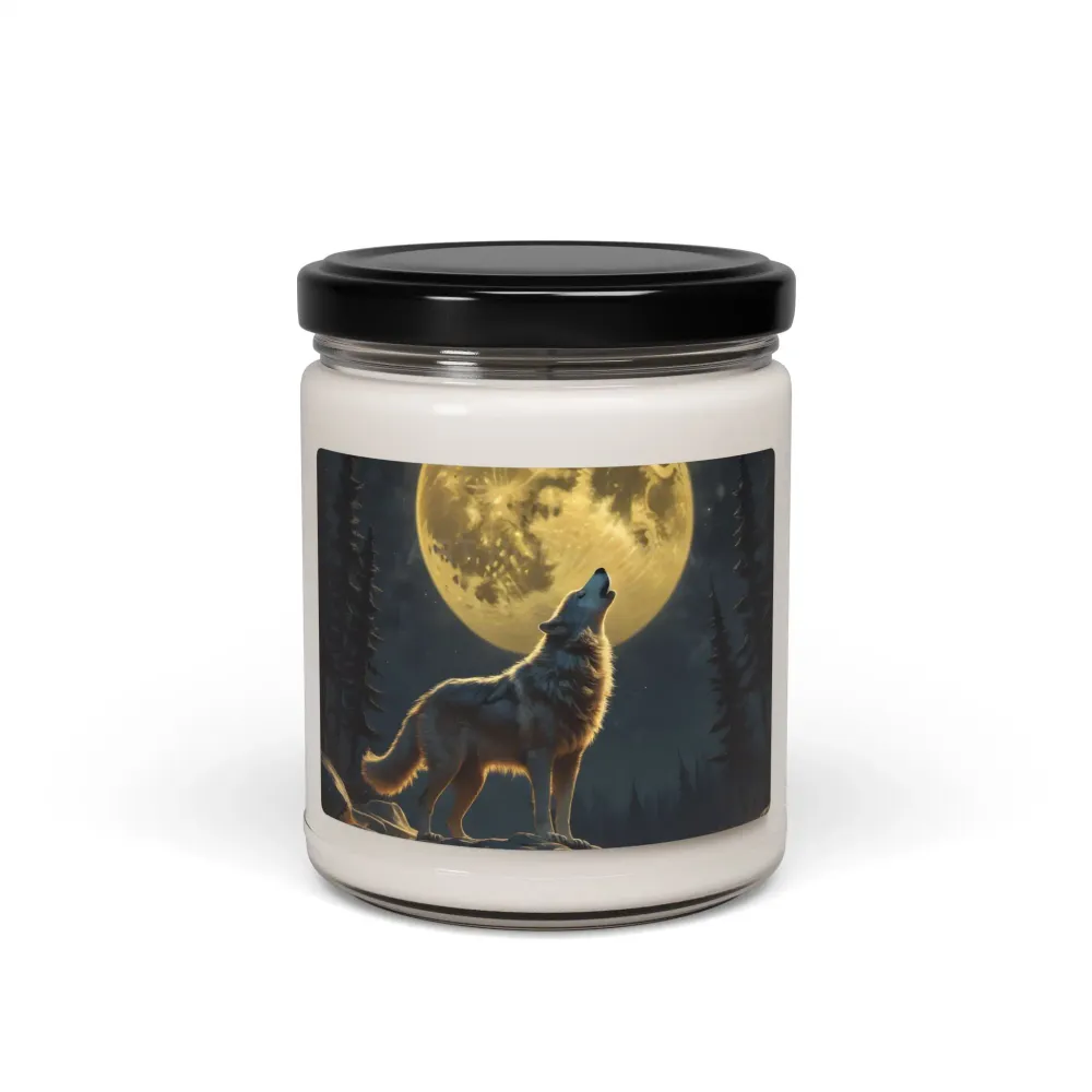 Vela de Lobo Aullando la Luna | Regalo de Aromaterapia, Decoración para el Hogar, Vela Relajante Ecológica, Regalo para Am...