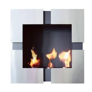 Biochimenea pared con frontal en acero inoxidable PURLINE