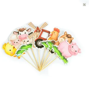 8uds. De adornos para magdalenas de papel de animales de granja, selecciones para pasteles temáticos Quierox - Tienda Online