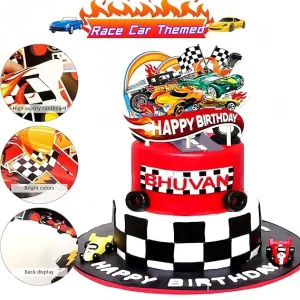 Decoración de fiesta de cumpleaños con ruedas para automóvil de carreras con temática de feliz cumpleaños Quierox - Tienda...