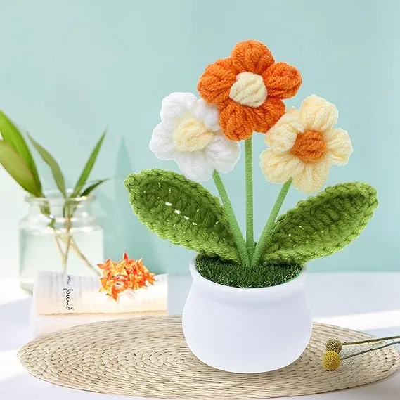 Flores de ganchillo pequeñas artificiales acolchadas para escritorio de oficina Quierox - Tienda Online