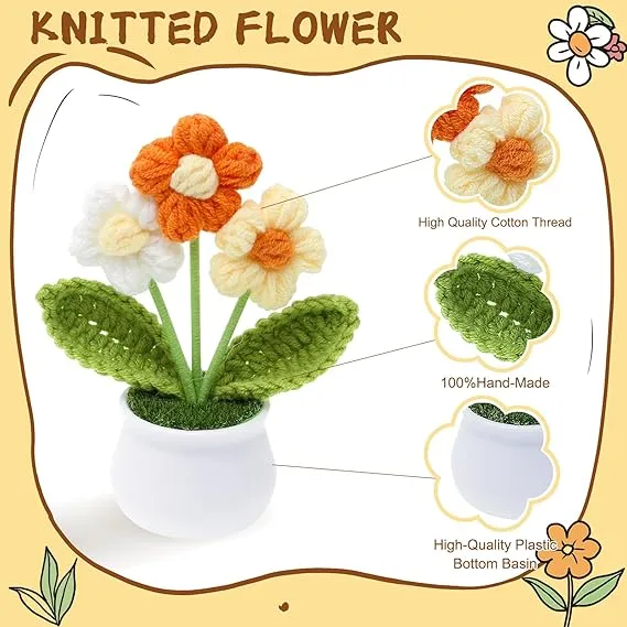 Flores de ganchillo pequeñas artificiales acolchadas para escritorio de oficina Quierox - Tienda Online