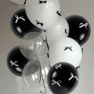 SHEIN 28 globos con lazo blanco y negro. Incluye globos de burbujas transparentes Quierox - Tienda Online