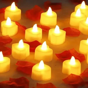 Velas LED sin llama en forma de corazón de colores cálidos 24unidades, luz nocturna decorativa Quierox - Tienda Online
