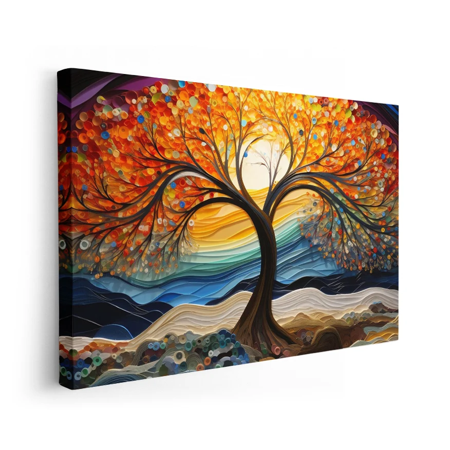 Árbol Colorido en la Noche Poster