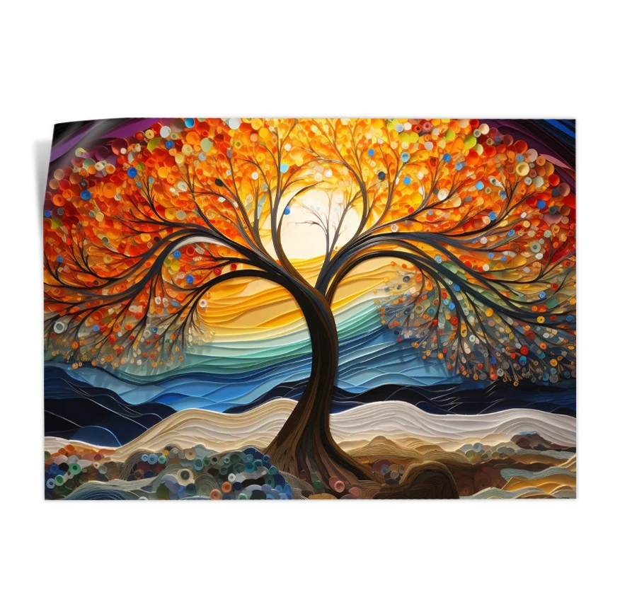 Árbol Colorido en la Noche Poster