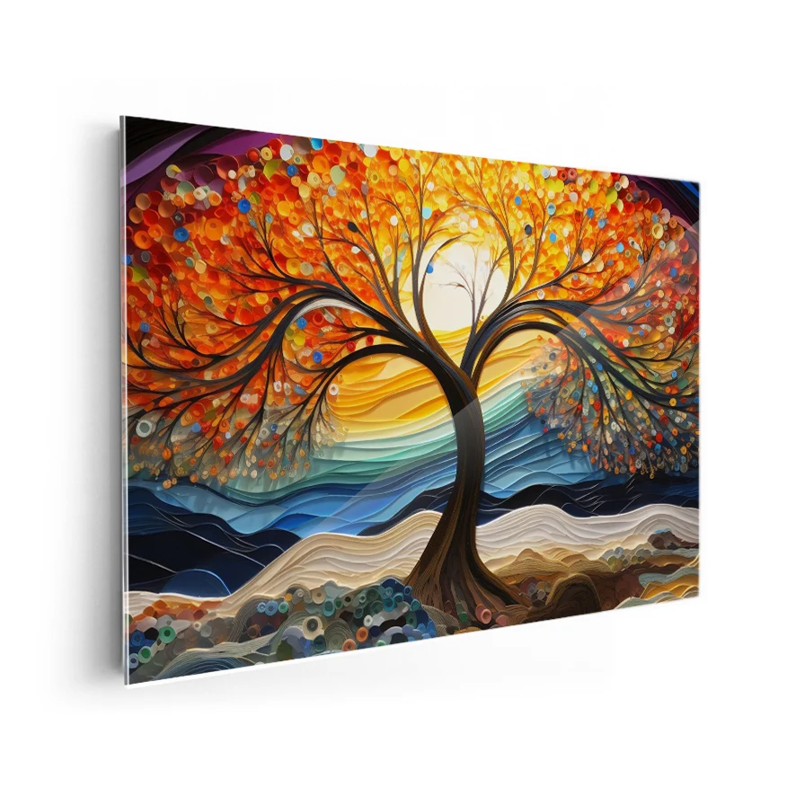 Árbol Colorido en la Noche Poster