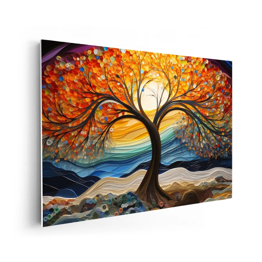 Árbol Colorido en la Noche Poster