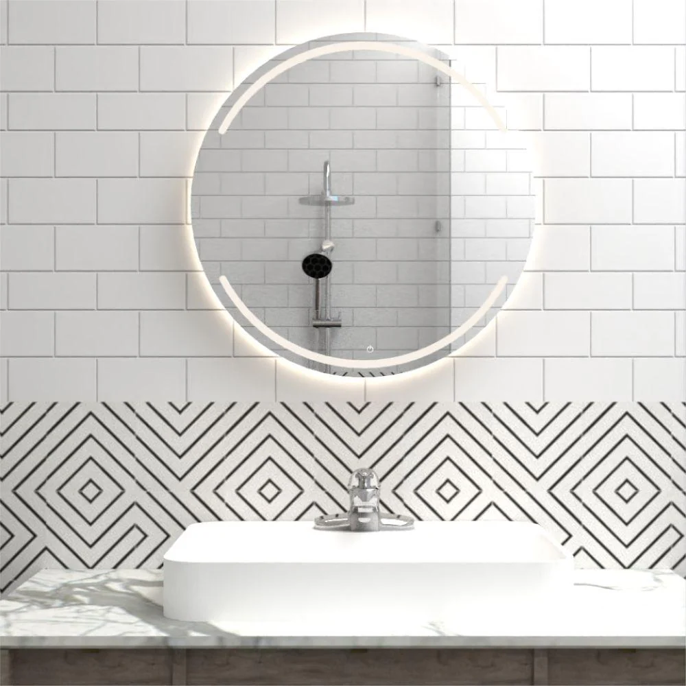 Espejo Circular Dallas, Gris, con Luz Led - Sensor Reflekta MG