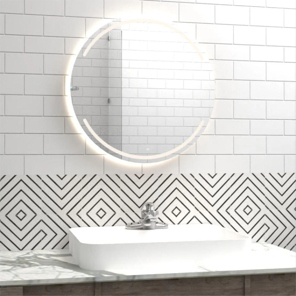 Espejo Circular Dallas, Gris, con Luz Led - Sensor Reflekta MG